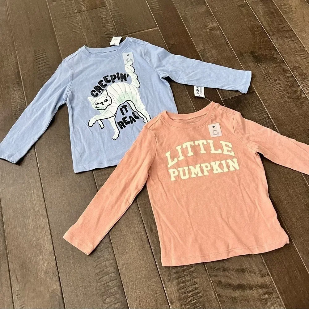 Old Navy Halloween Tee Bundle Long-Sleeved Shirt Top Toddler 3T Lot